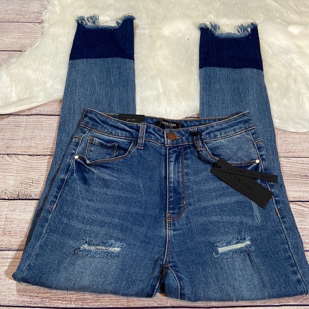 NWT Black Label C’EST TOI Destructed Two-Tone Skinny